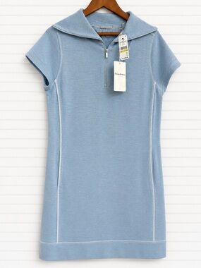 Tommy Bahama Sky Blue Zip-Neck Knit Top